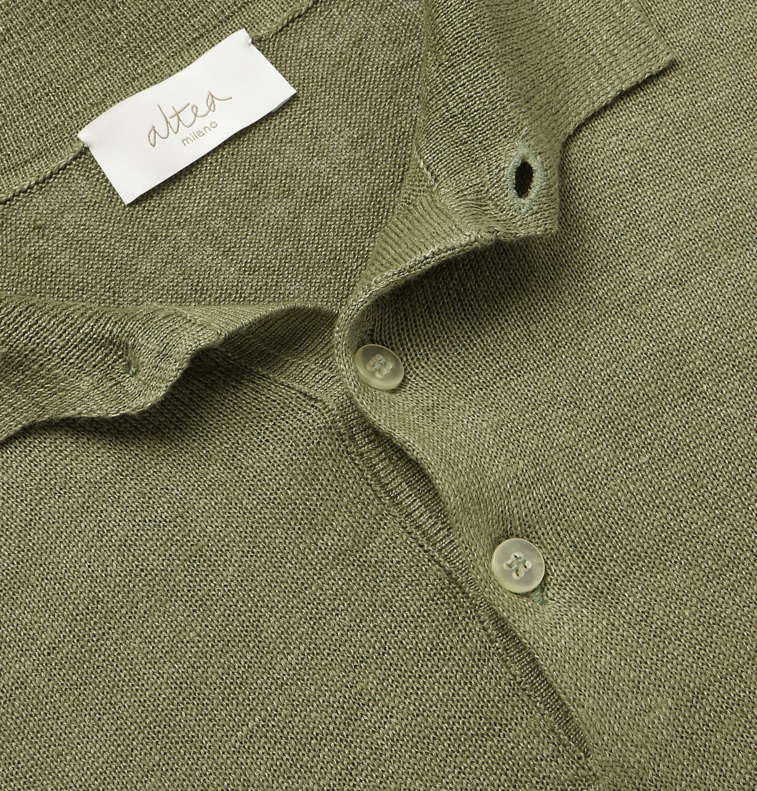 Altea - Linen Polo Shirt - Green Altea