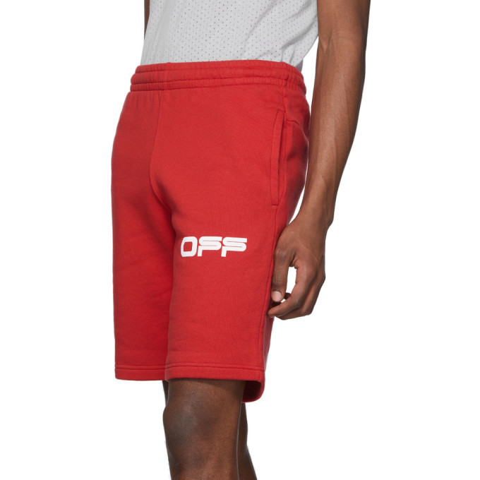 Off-White Red Airport Tape Shorts Off-White