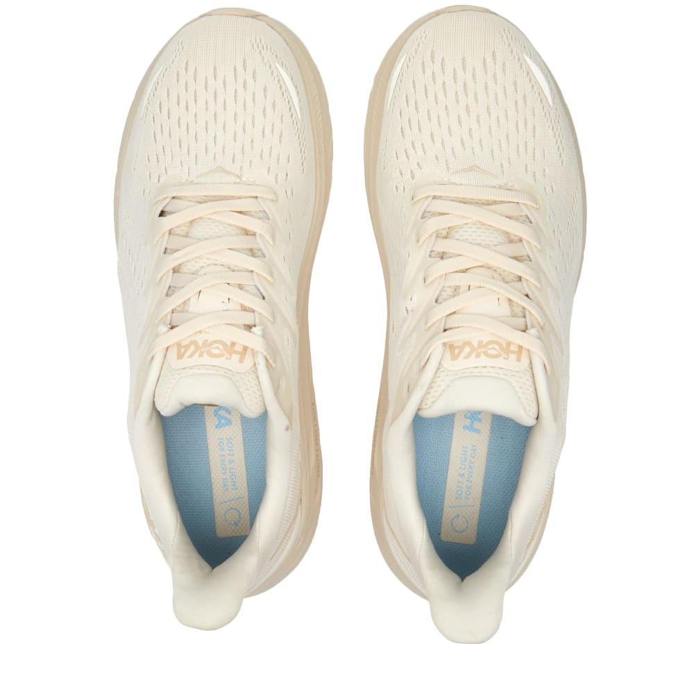 Hoka One One Women's Clifton 8 Sneakers in Eggnog/Shifting Sand Hoka