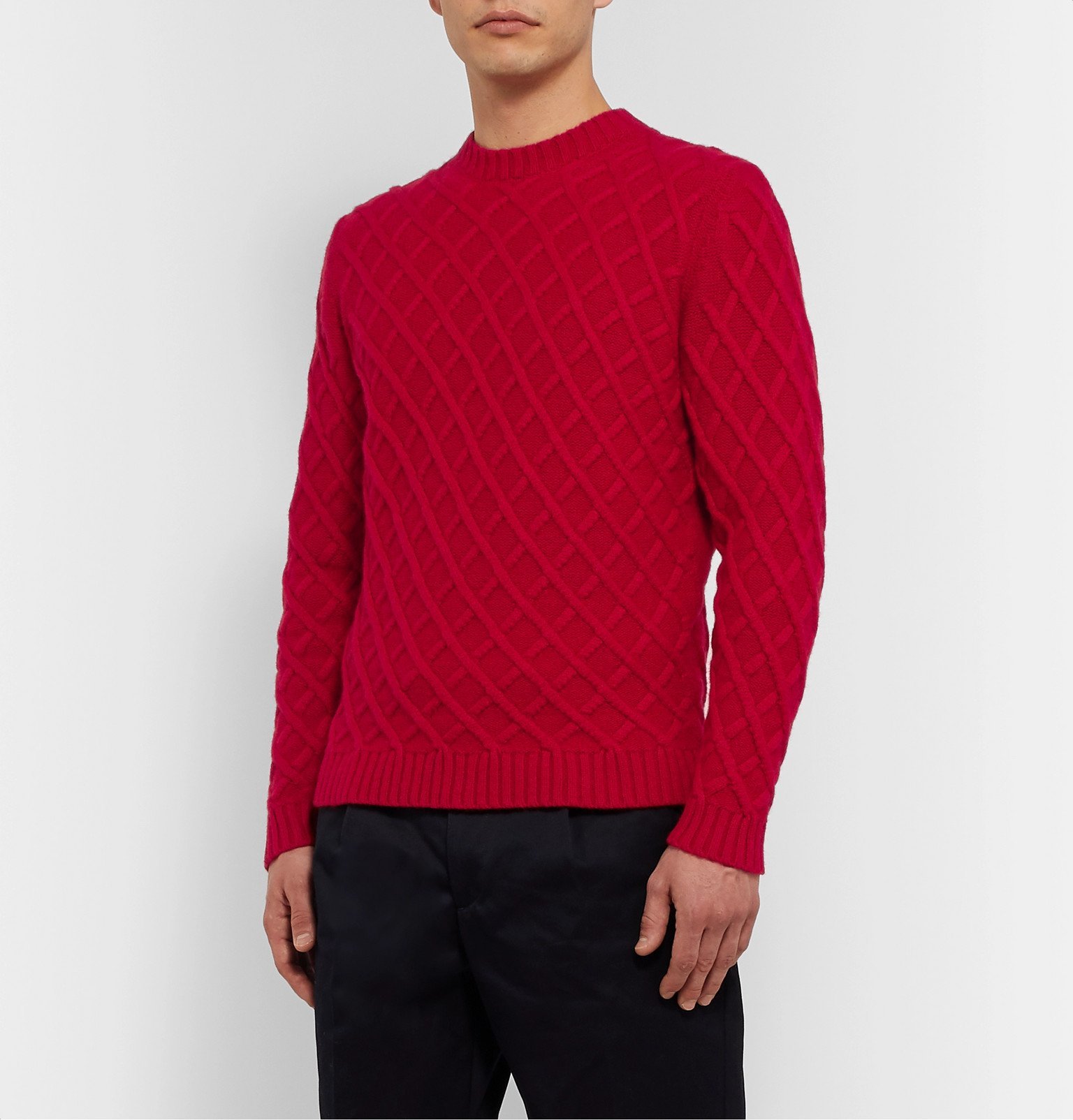 Dunhill - Slim-Fit Cable-Knit Cashmere Sweater - Red Dunhill