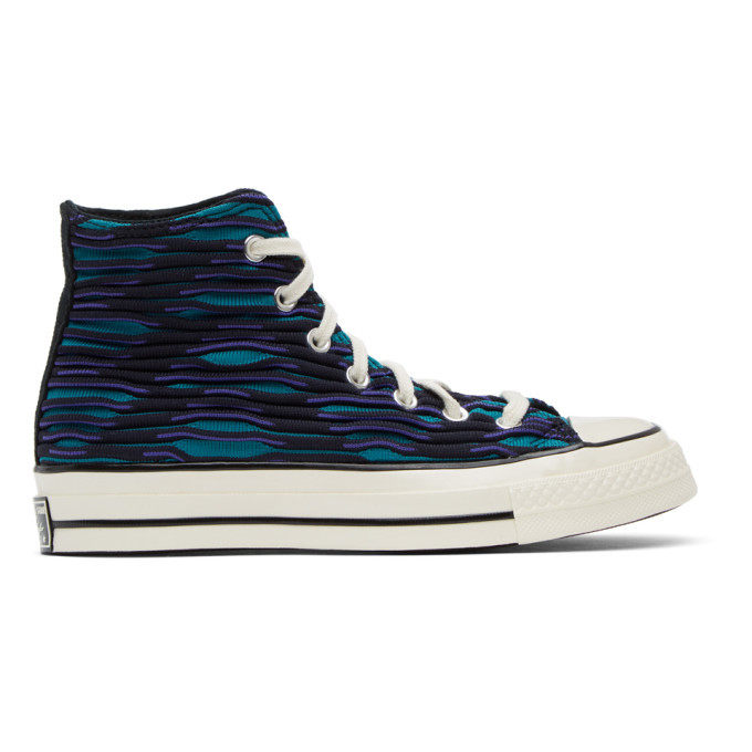 Converse Blue and Purple Wavy Knit Chuck 70 High Sneakers Converse