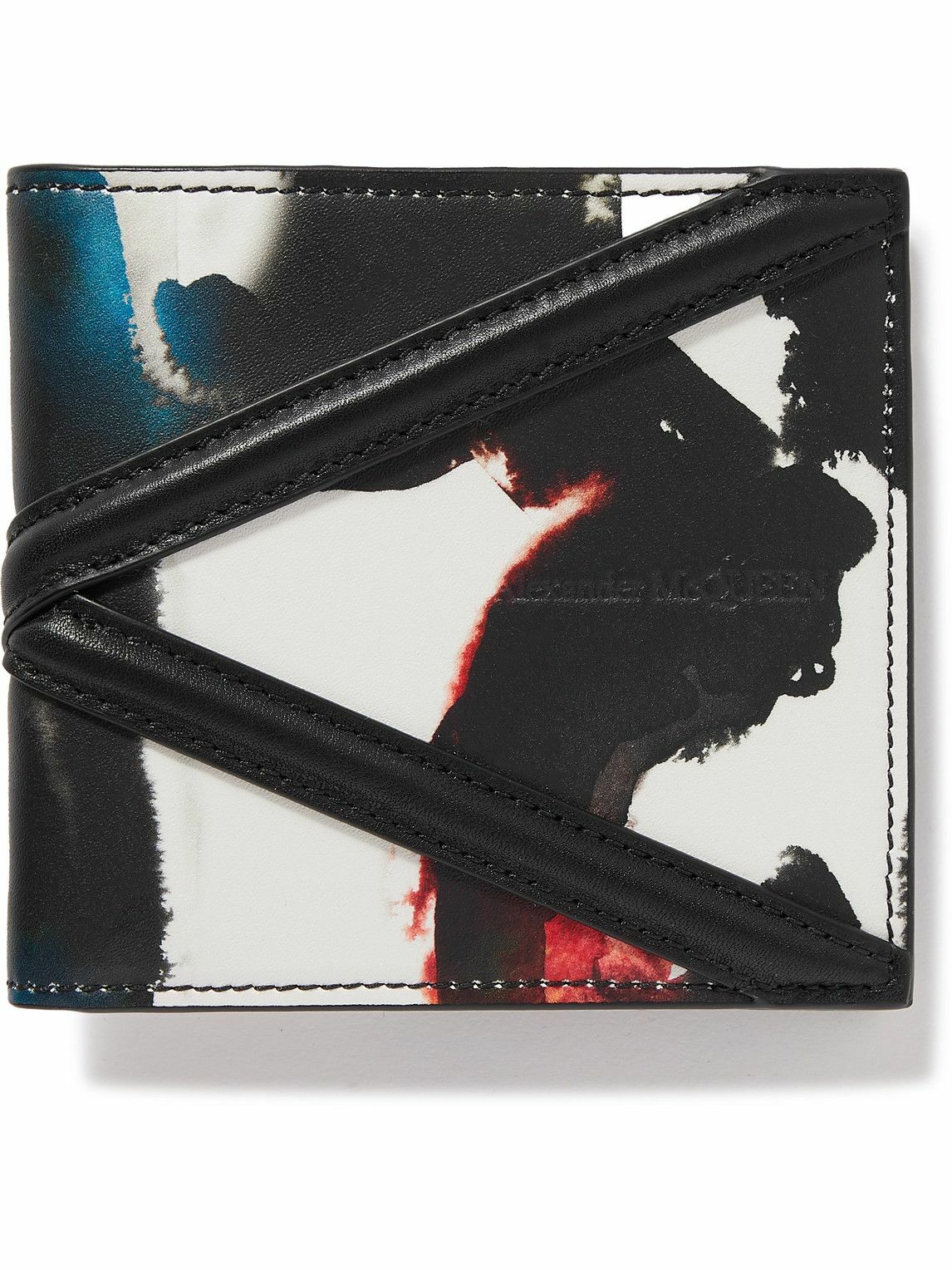 Alexander McQueen - Abstract Printed Leather Billfold Wallet - Black ...