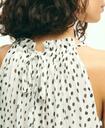 Brooks Brothers Women's Chiffon Dot Print Pleated Halter Top | White