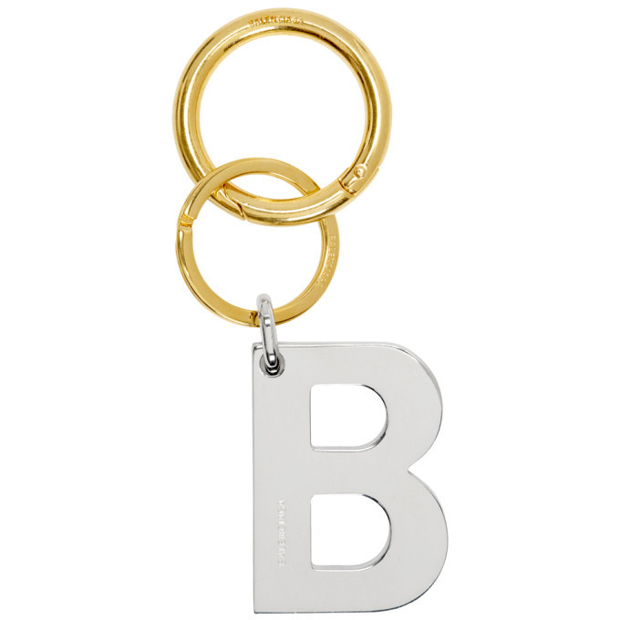 Balenciaga SIlver and Gold B Chain Keychain Balenciaga