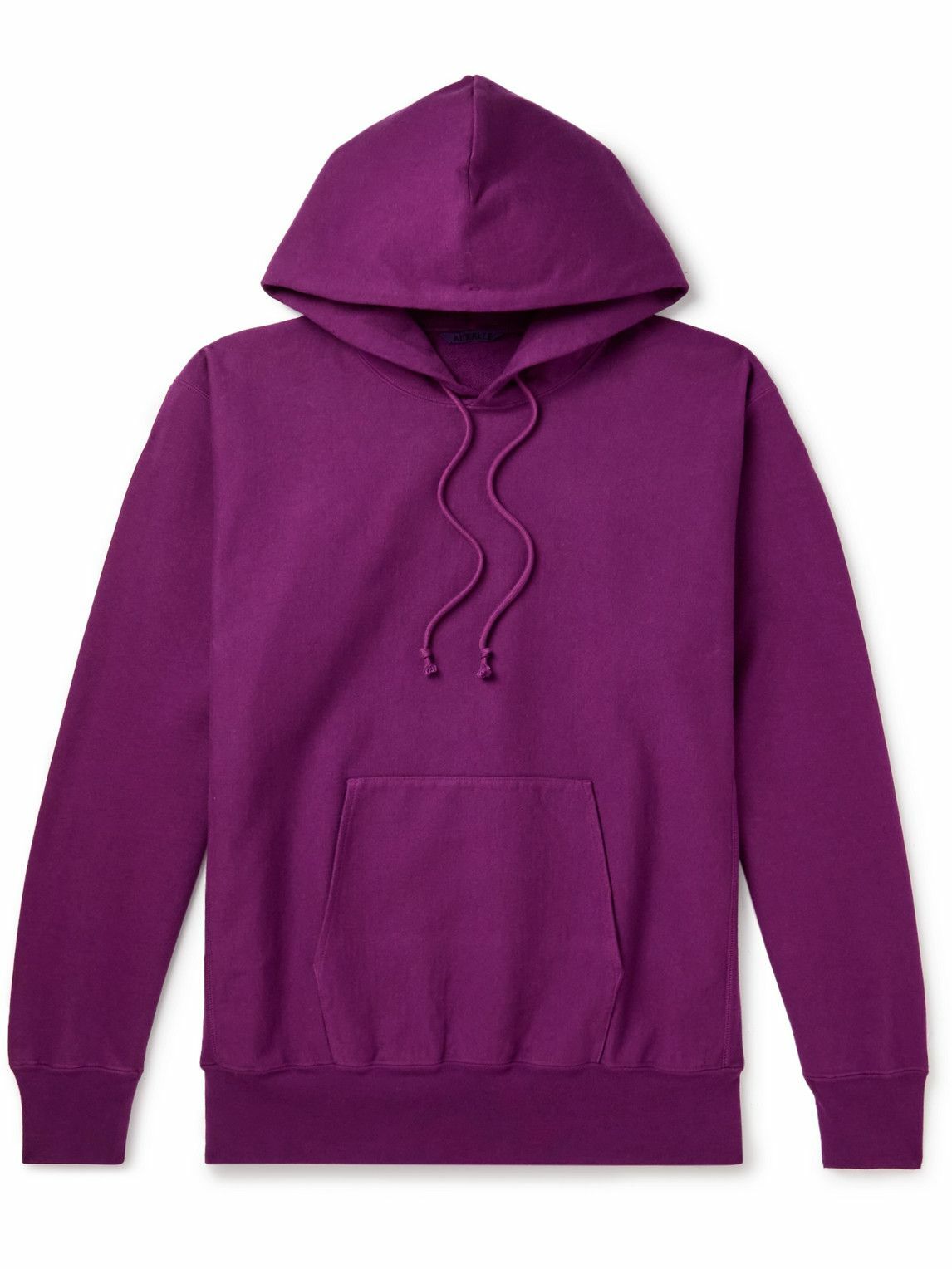 Auralee Super Milled GarmentDyed CottonBlend Jersey Hoodie Purple