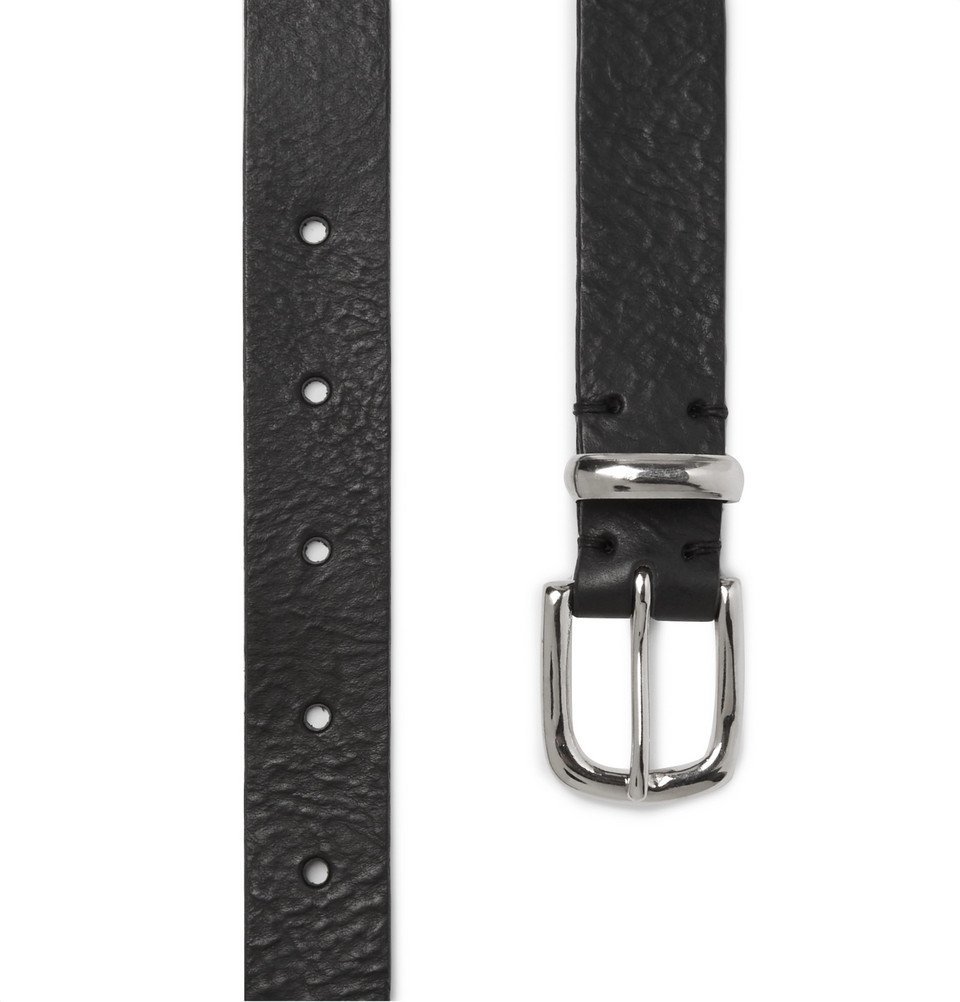 Oliver Spencer - 2.5cm Black Textured-Leather Belt - Men - Black