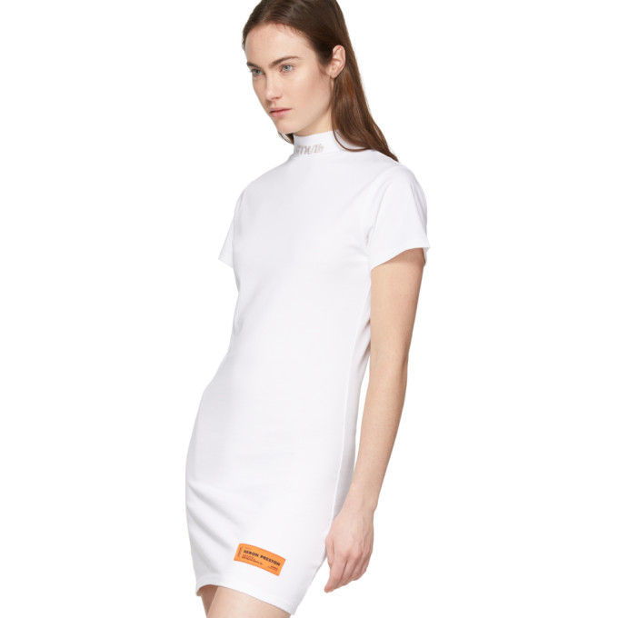 Download Heron Preston White Style Mock Neck T-Shirt Dress Heron ...