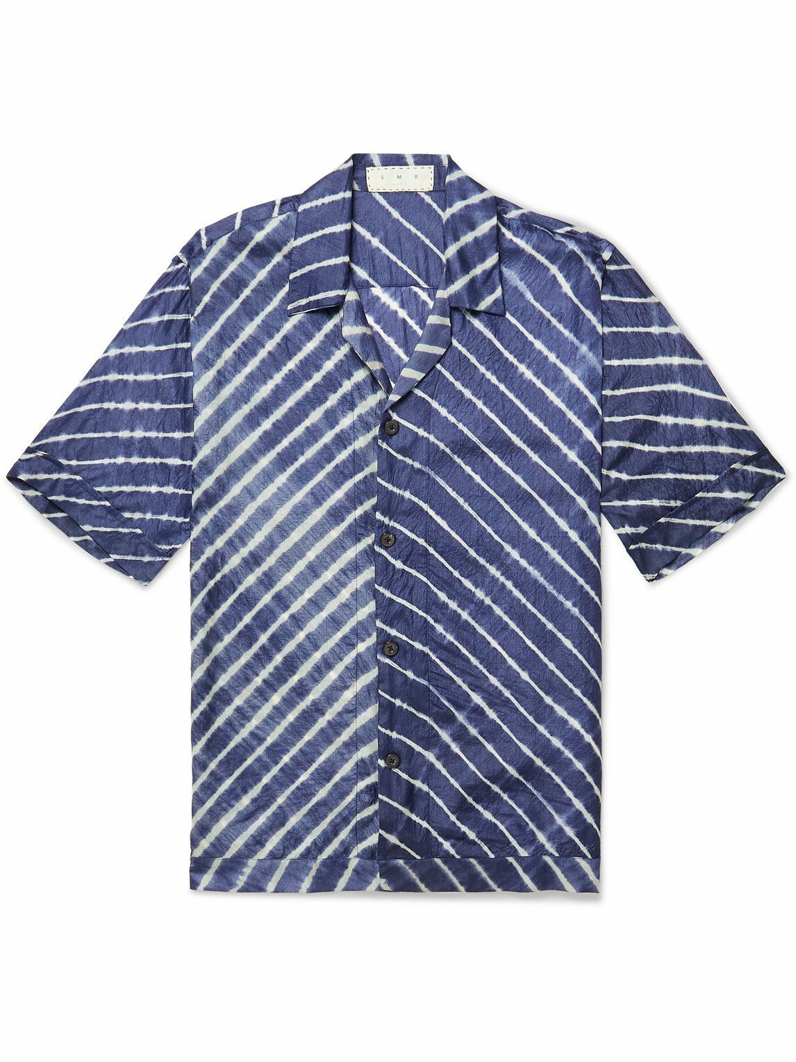 Photo: SMR Days - Bakoven Camp-Collar Embroidered Cotton-Voile Shirt - Blue