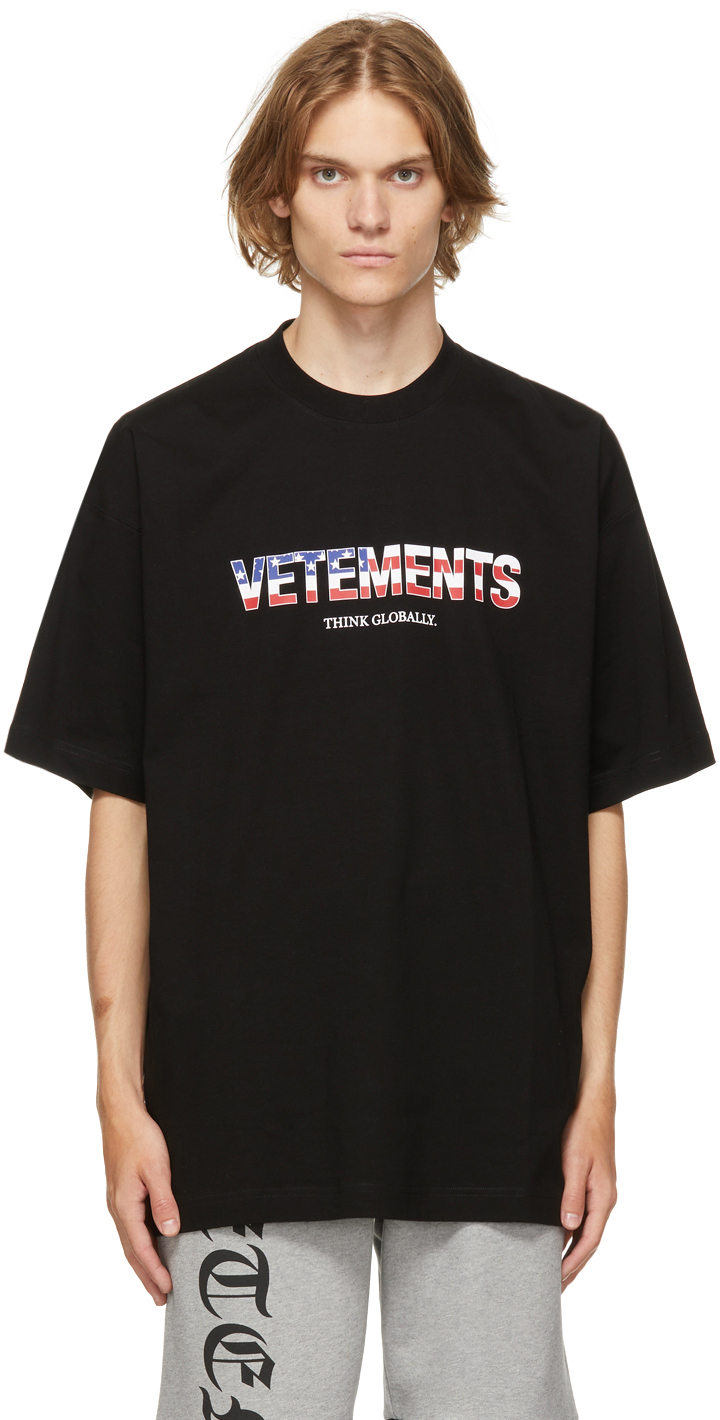 VETEMENTS Black Jersey US Logo T-Shirt Vetements