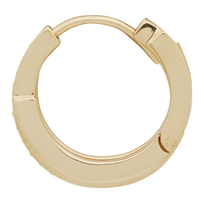 Annette Welander Gold and Diamond Sequential Hoop Earring