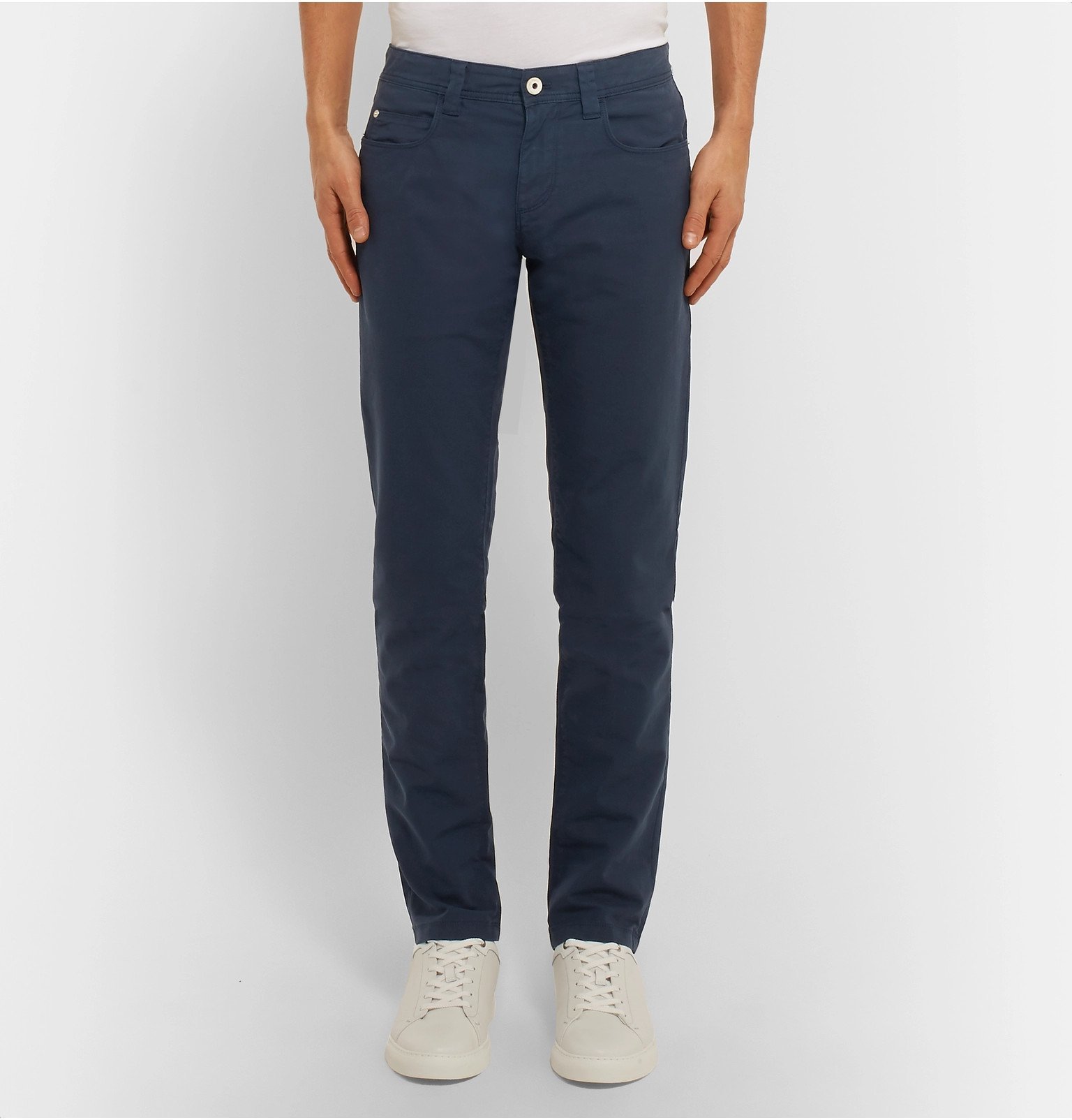 Loro Piana - Slim-Fit Stretch-Cotton Trousers - Blue Loro Piana