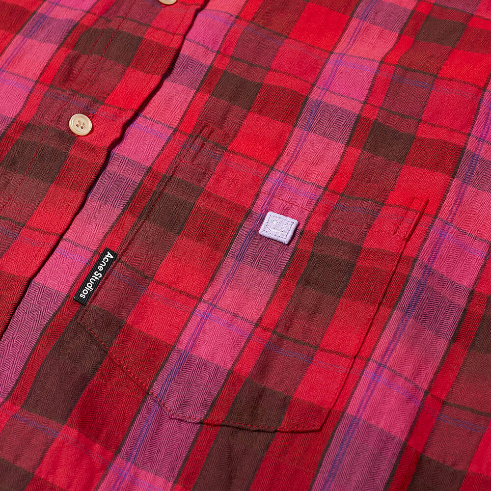 Ombre Check Flannel Check Shirt, Men's Size XL cotton red type Vintage Second Hand