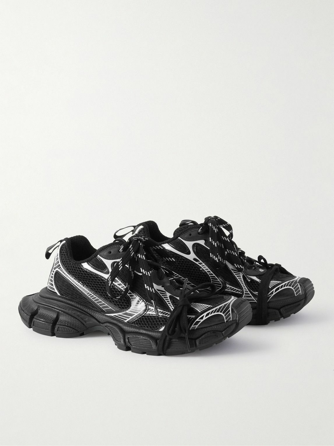 Balenciaga - 3XL Distressed Mesh and Rubber Sneakers - Black Balenciaga