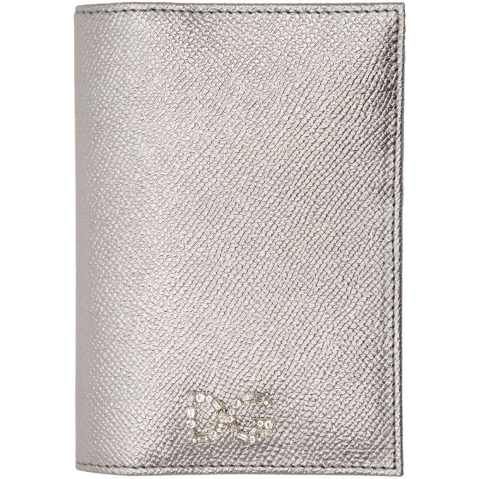 Dolce and Gabbana Silver Crystal Logo Passport Holder Dolce & Gabbana