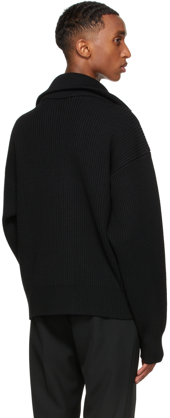 Paco Rabanne Black Rib Knit Oversized Cardigan Paco Rabanne