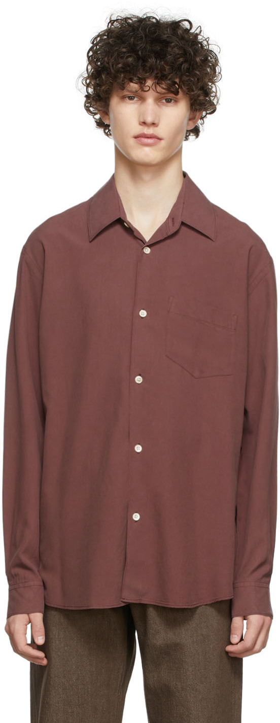 burgundy silk shirt
