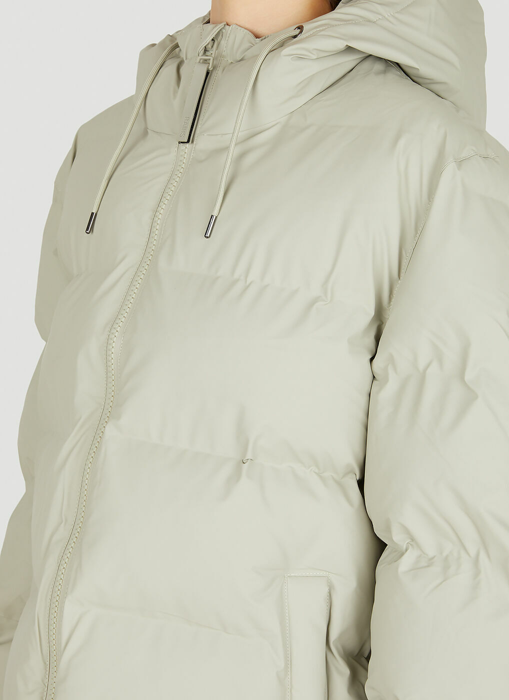 Hooded Puffer Jacket in Grey Rains