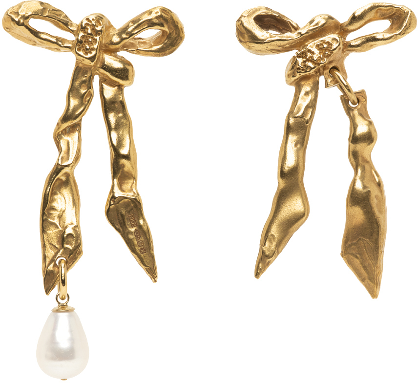 Rebekah Kosonen Bide SSENSE Exclusive Gold Ribbon'd Earrings