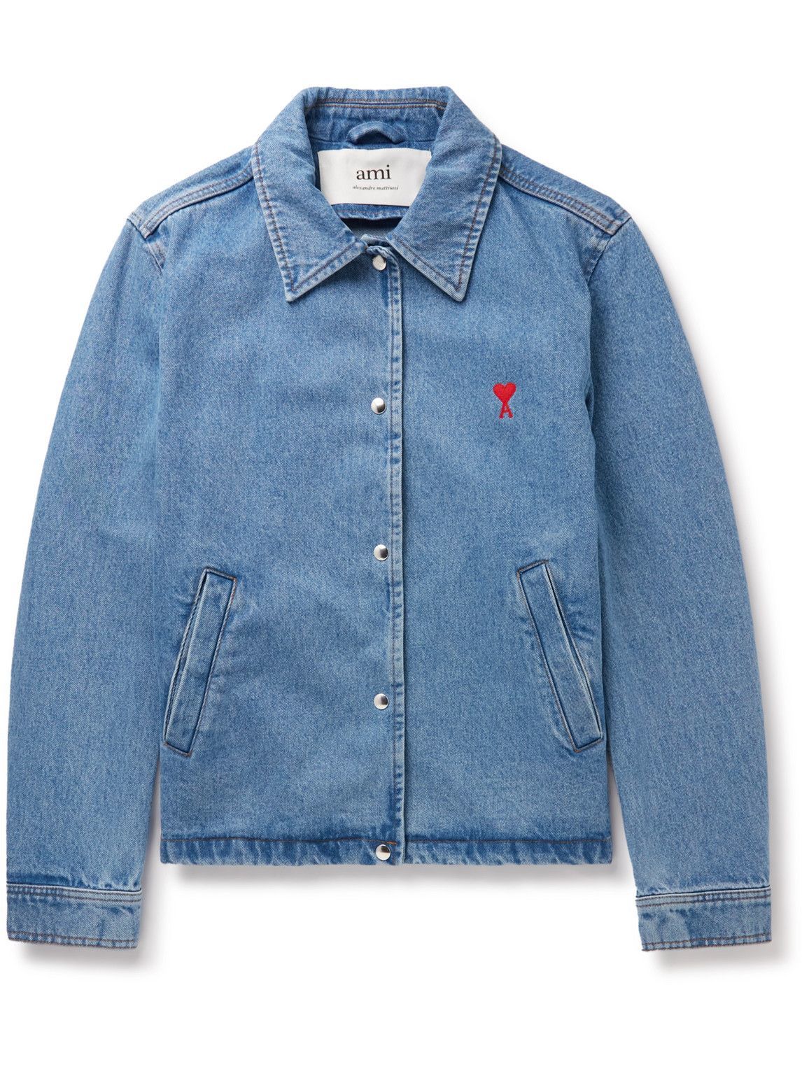 AMI PARIS - Logo-Embroidered Denim 