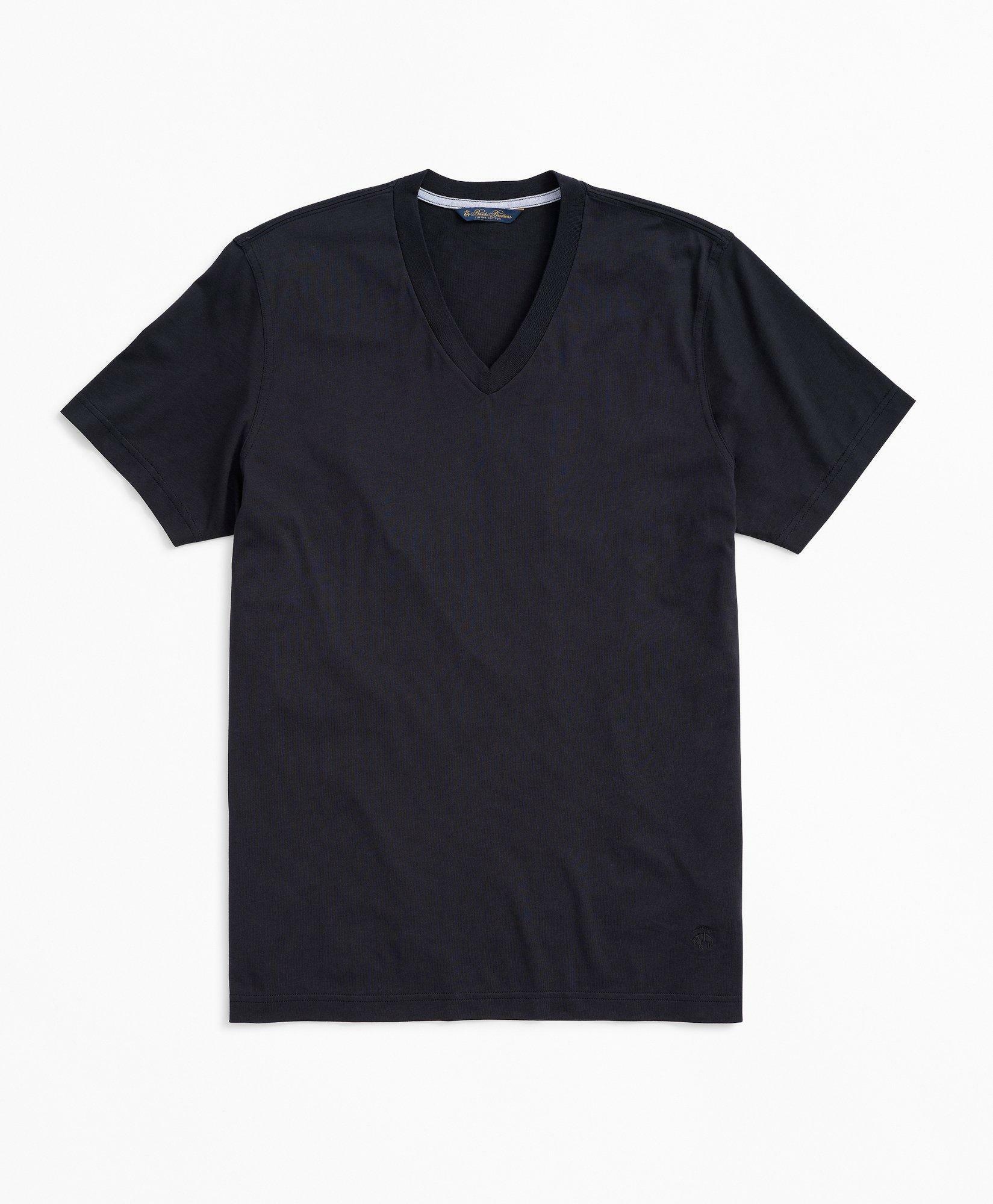 Brooks Brothers Men's Washed Supima Cotton V-Neck T-Shirt | Black