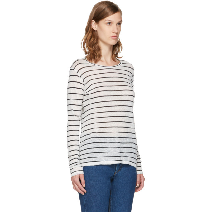 Isabel Marant Etoile Off-White Long Sleeve Striped Aaron T-Shirt