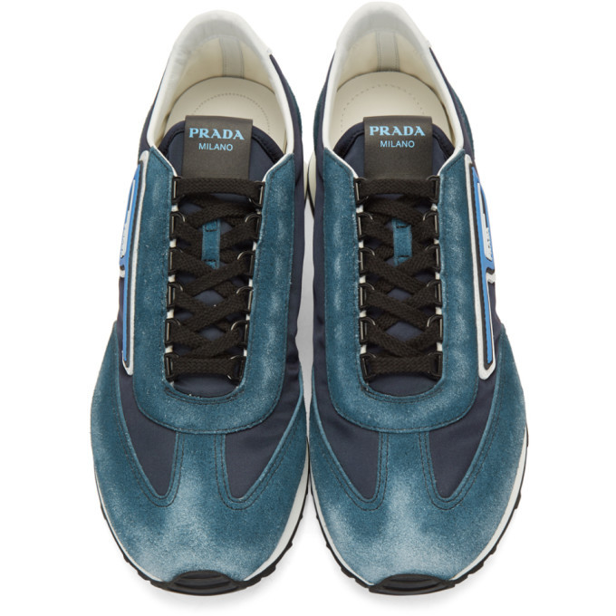 Prada Blue and Navy Suede Sneakers Prada