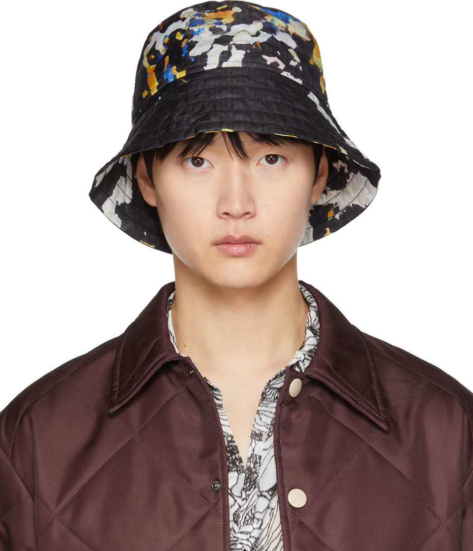 Dries Van Noten Black Printed Bucket Hat Dries Van Noten