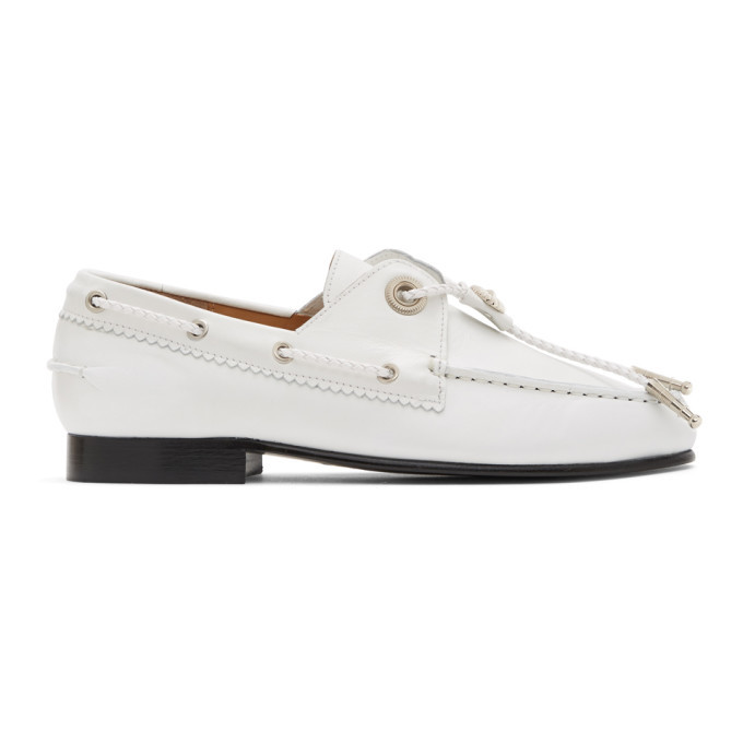 Toga Pulla White Leather Concho Loafers Toga Pulla