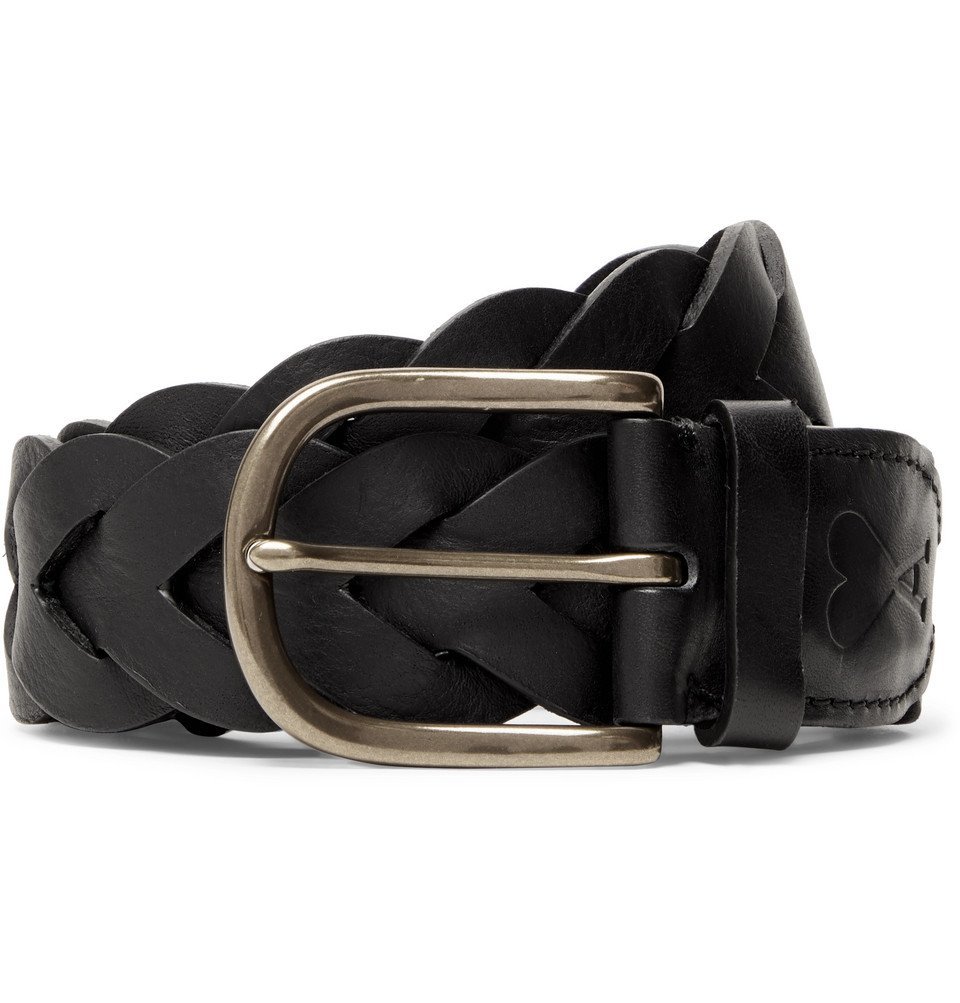 AMI - 4cm Black Woven Leather Belt - Black AMI