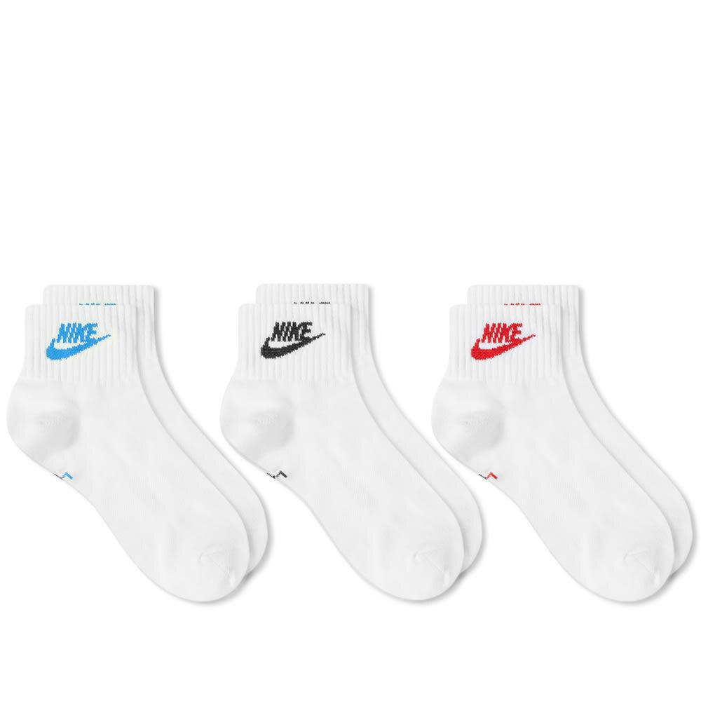Nike Men's Everyday Essential Ankle Sock 3 Pack in White/Multi Nike