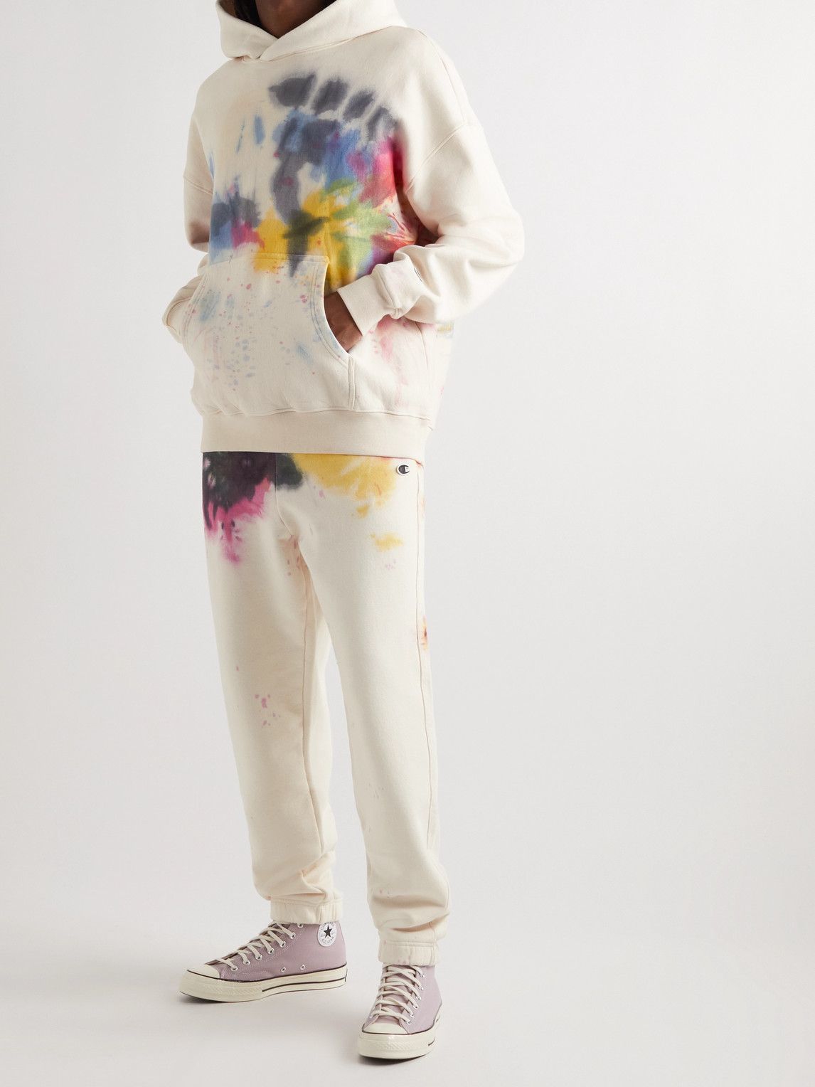 Straight-Leg Logo-Appliquéd Tie-Dyed 