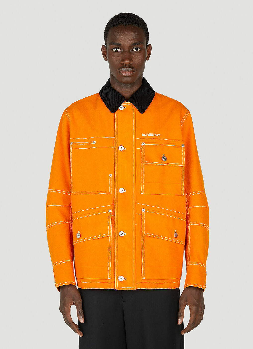 Compton Logo Print Jacket in Black Burberry