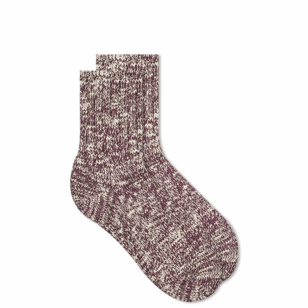 RoToTo Men's Low Gauge Slub Ankle Socks in Burgundy RoToTo