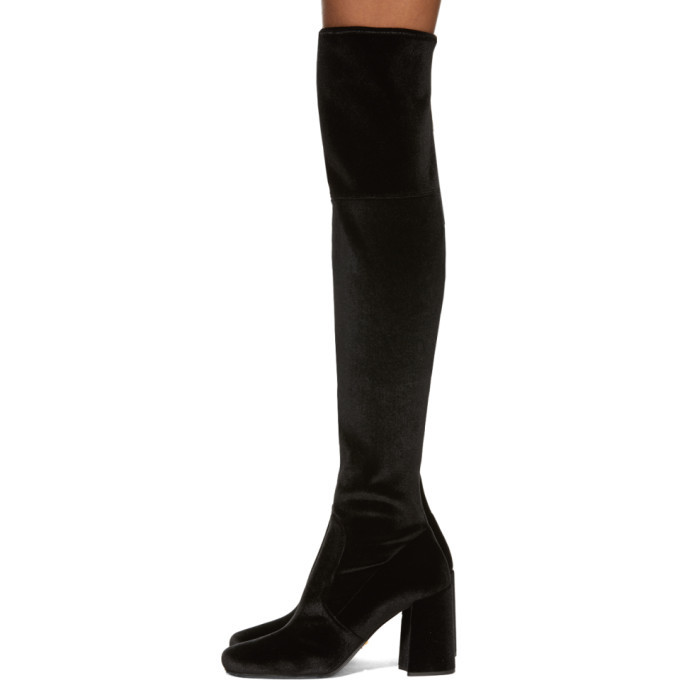 Prada Black Velvet Over-the-Knee Boots Prada