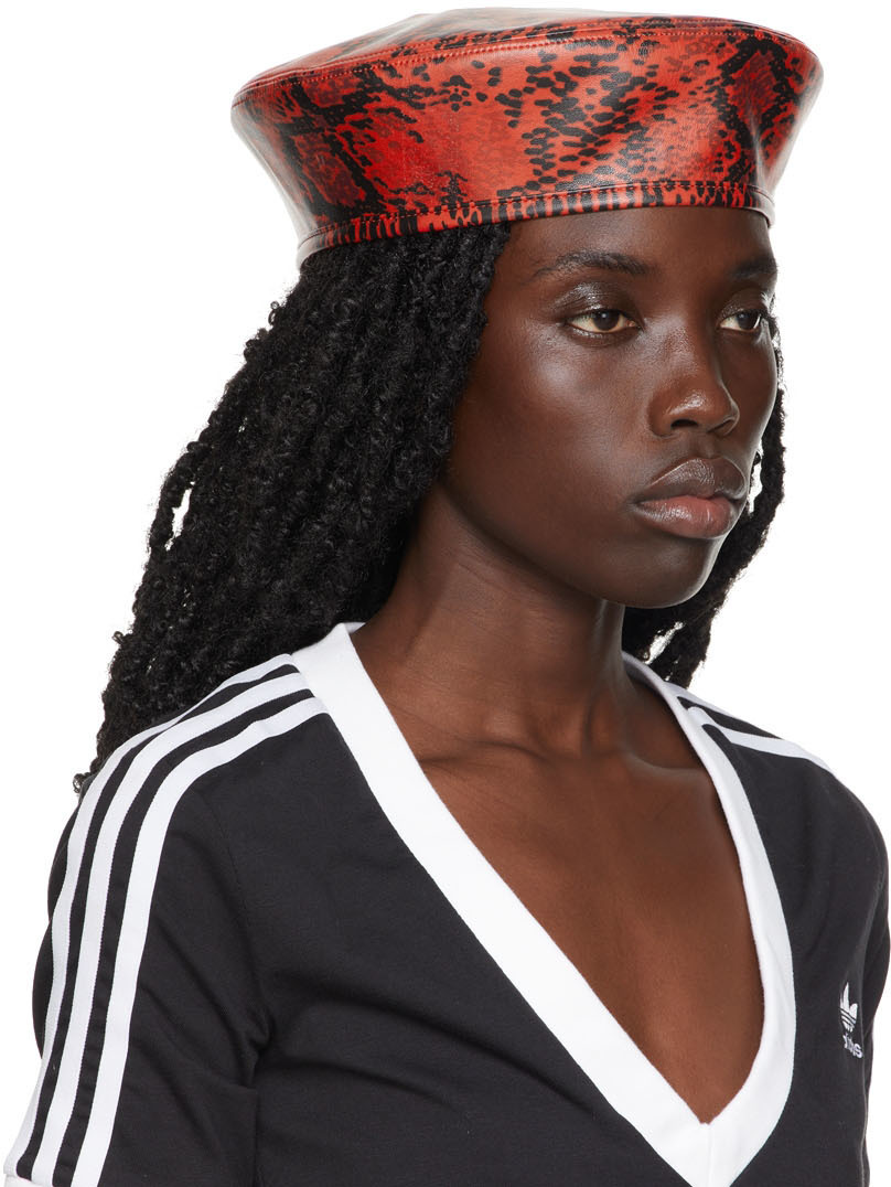 Red Faux-Leather Tam Cap adidas x IVY PARK