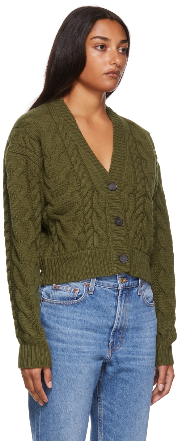 Frame Green Cable Button-Down Cardigan 