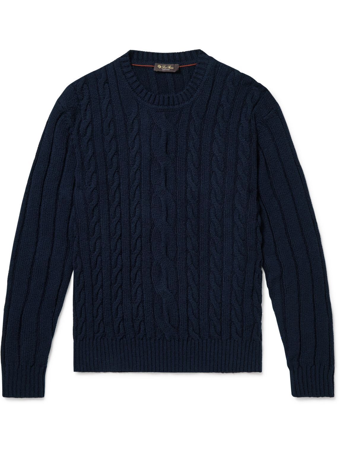 Loro Piana - Slim-Fit Cable-Knit Cotton Sweater - Blue Loro Piana