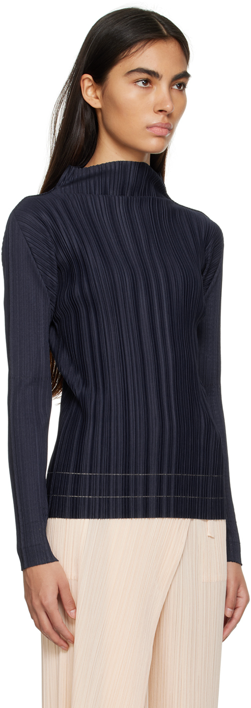 Pleats Please Issey Miyake Navy Soft Pleats Turtleneck Pleats Please ...