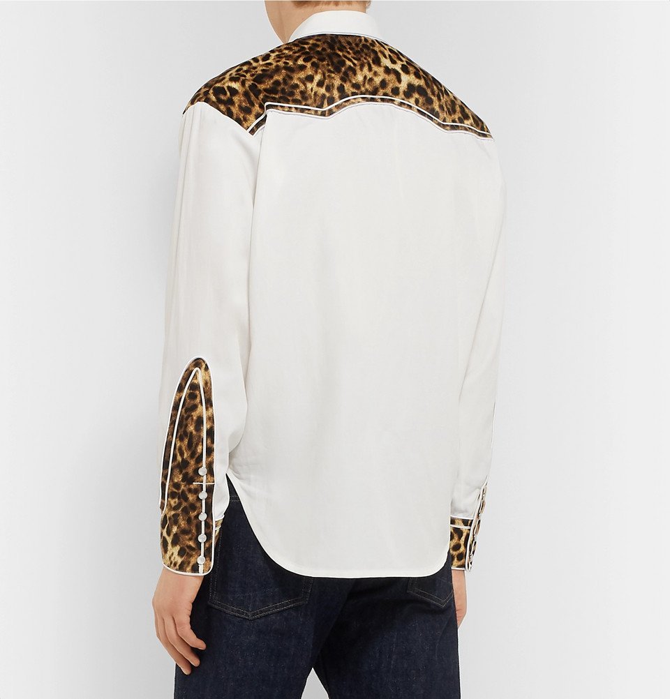 Panelled Leopard-Print Satin and Twill 
