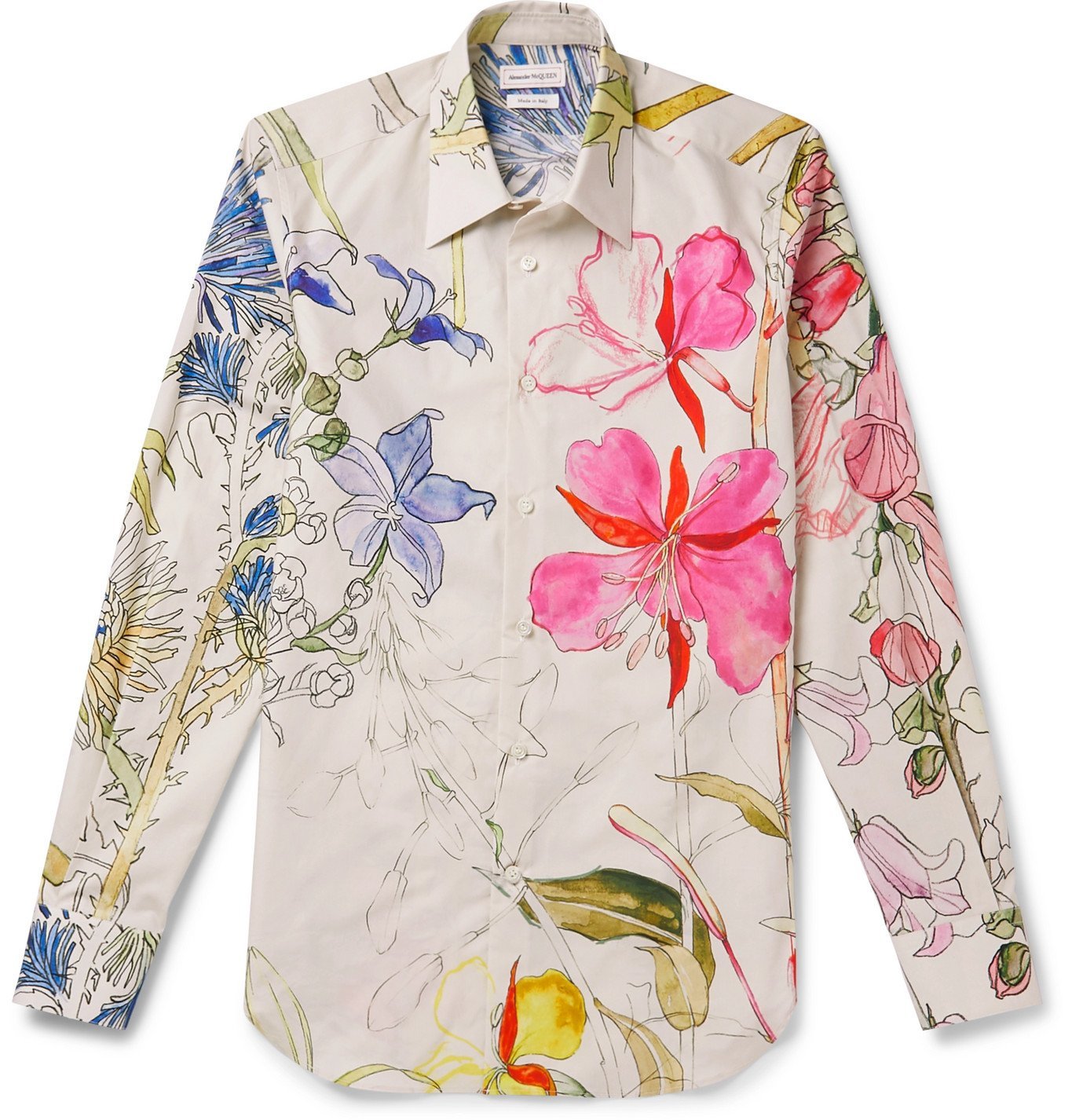 Alexander McQueen - Slim-Fit Floral-Print Cotton-Poplin Shirt - White ...