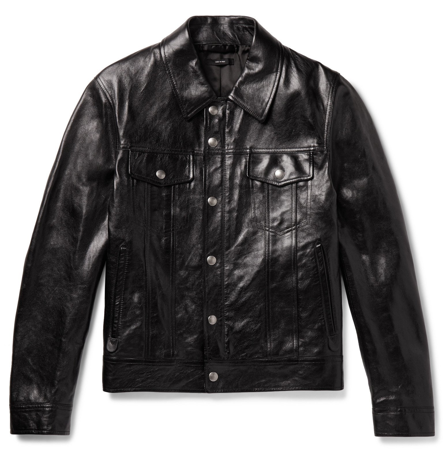 TOM FORD - Polished-Leather Trucker Jacket - Black TOM FORD