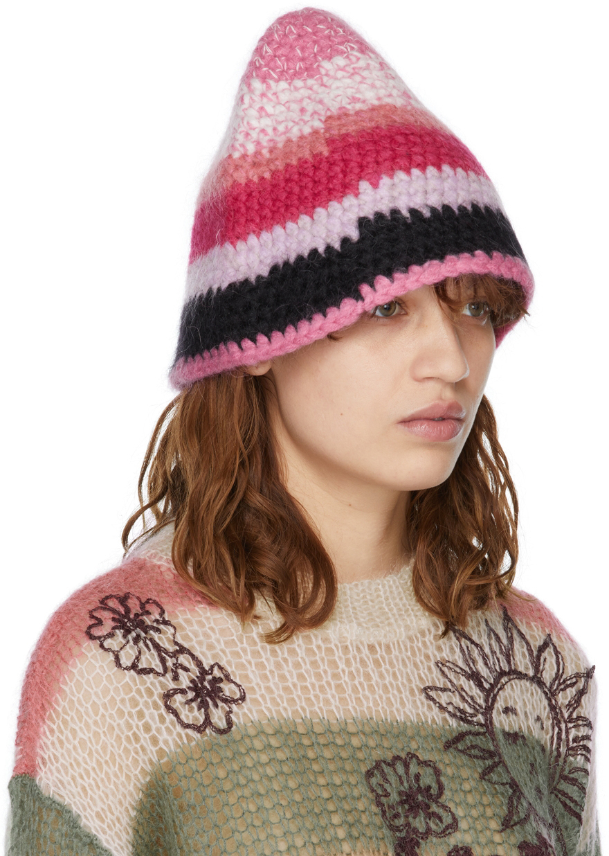 RED Valentino Pink Knit Mohair Bucket Hat RED Valentino