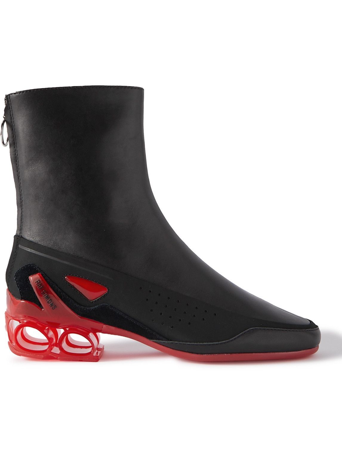 Photo: Raf Simons - Cycloid-4 Nylon and Suede-Trimmed Leather Ankle Boots - Black