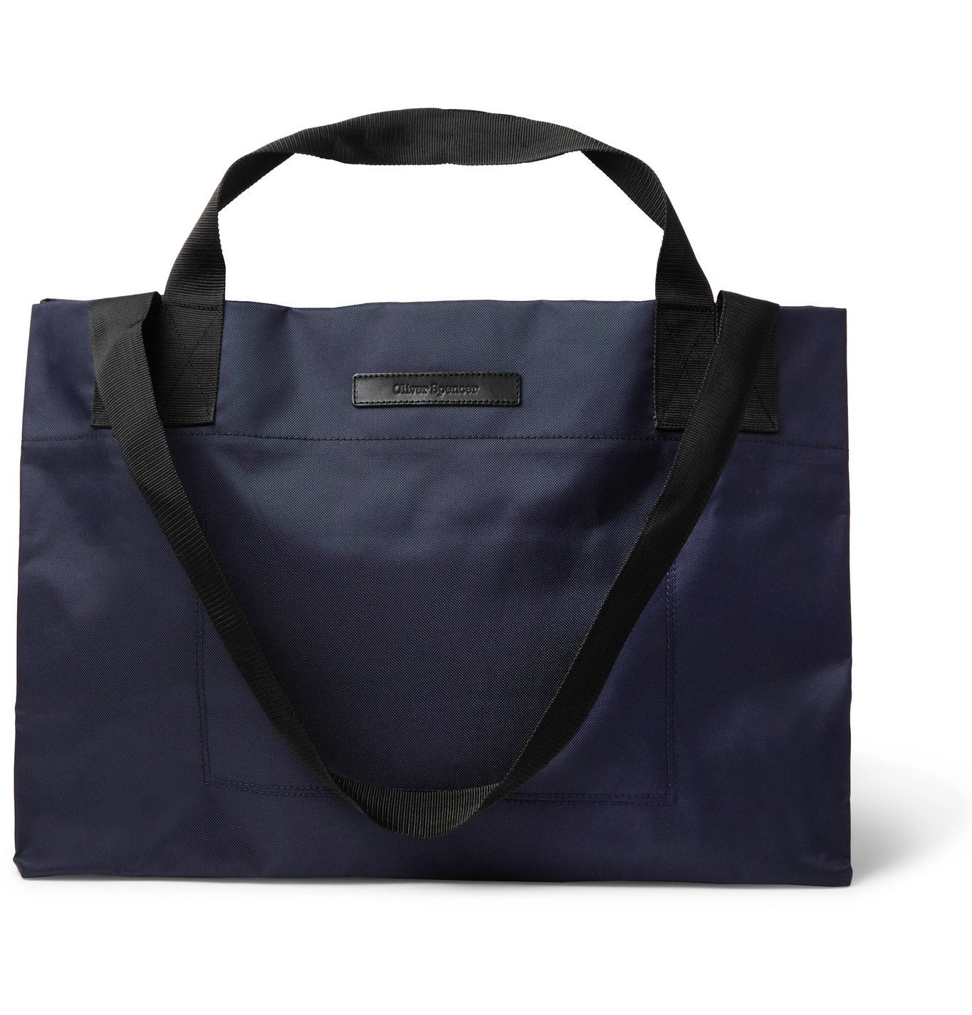 Photo: OLIVER SPENCER - Leather-Trimmed Nylon Tote Bag - Blue