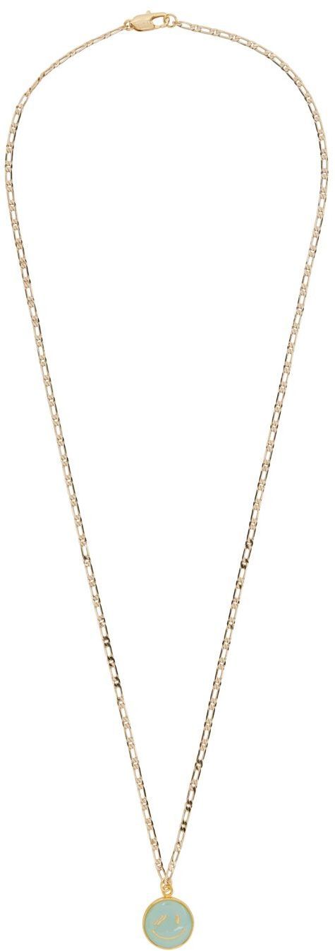 We11done Gold \u0026 Blue Smiley Necklace 