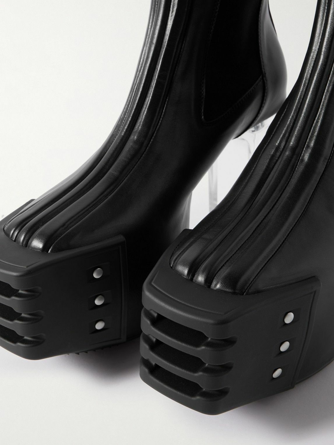 Rick Owens - Leather Platform Boots - Black