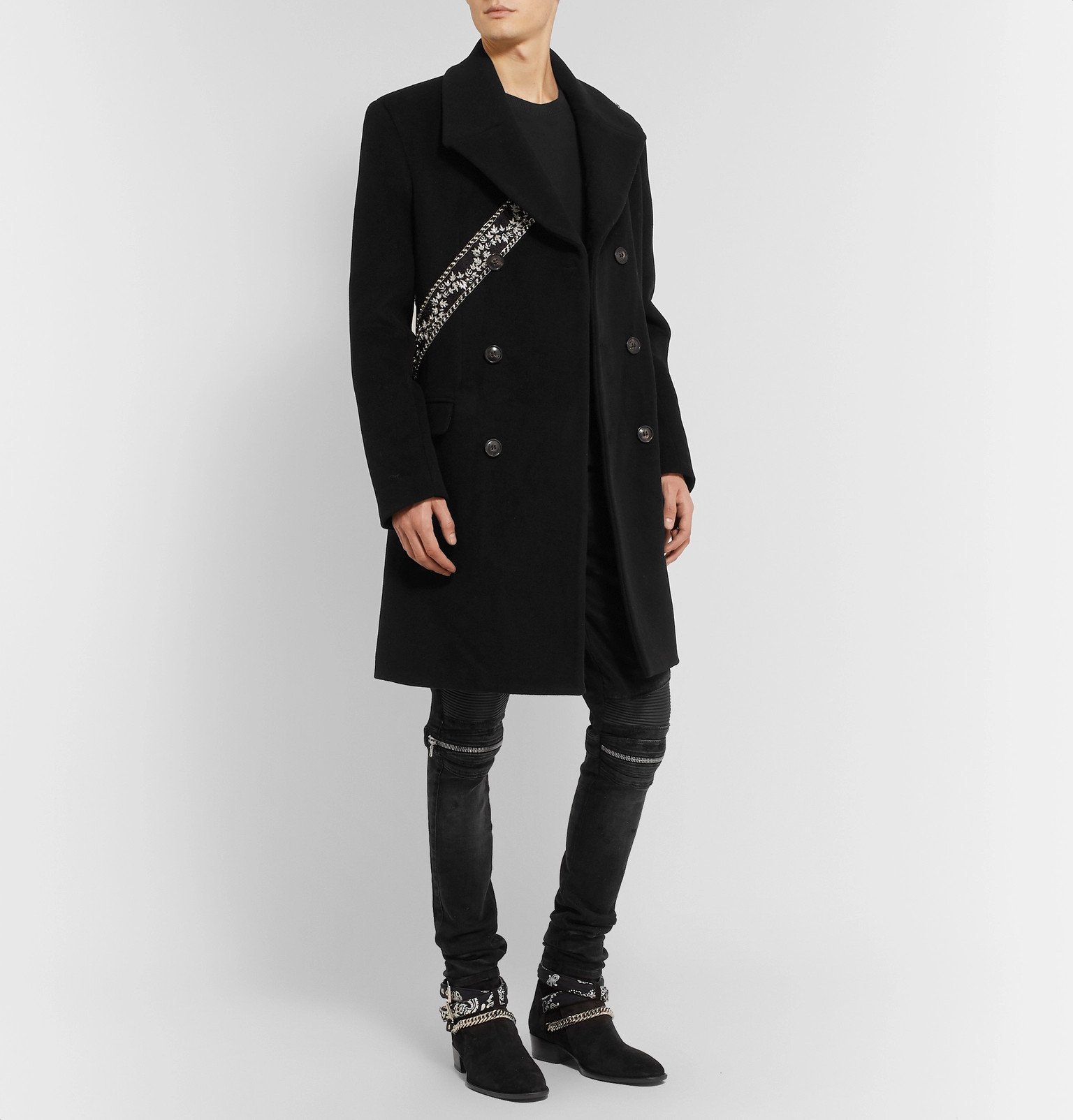 AMIRI - Embellished Wool-Blend Coat - Black Amiri