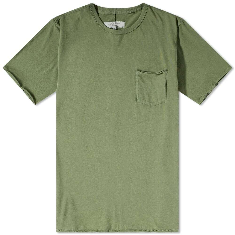 Rag & Bone Men's Miles Pocket TShirt in Green Fog Rag and Bone