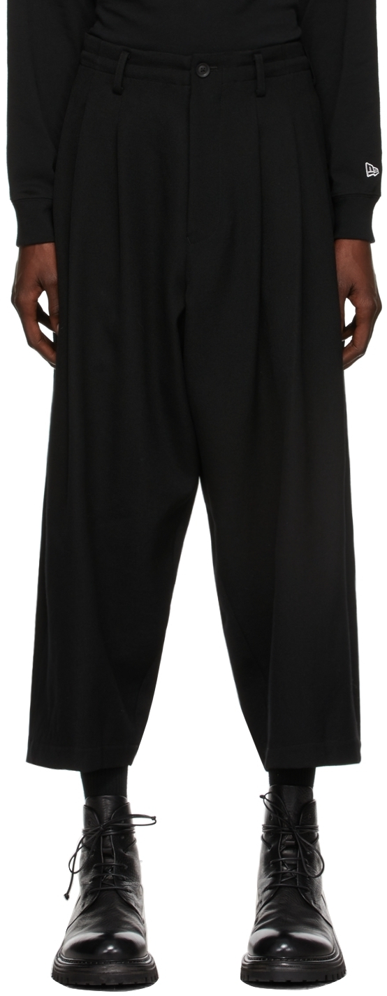 Yohji Yamamoto Black 3-Tuck Wide Pants Yohji Yamamoto