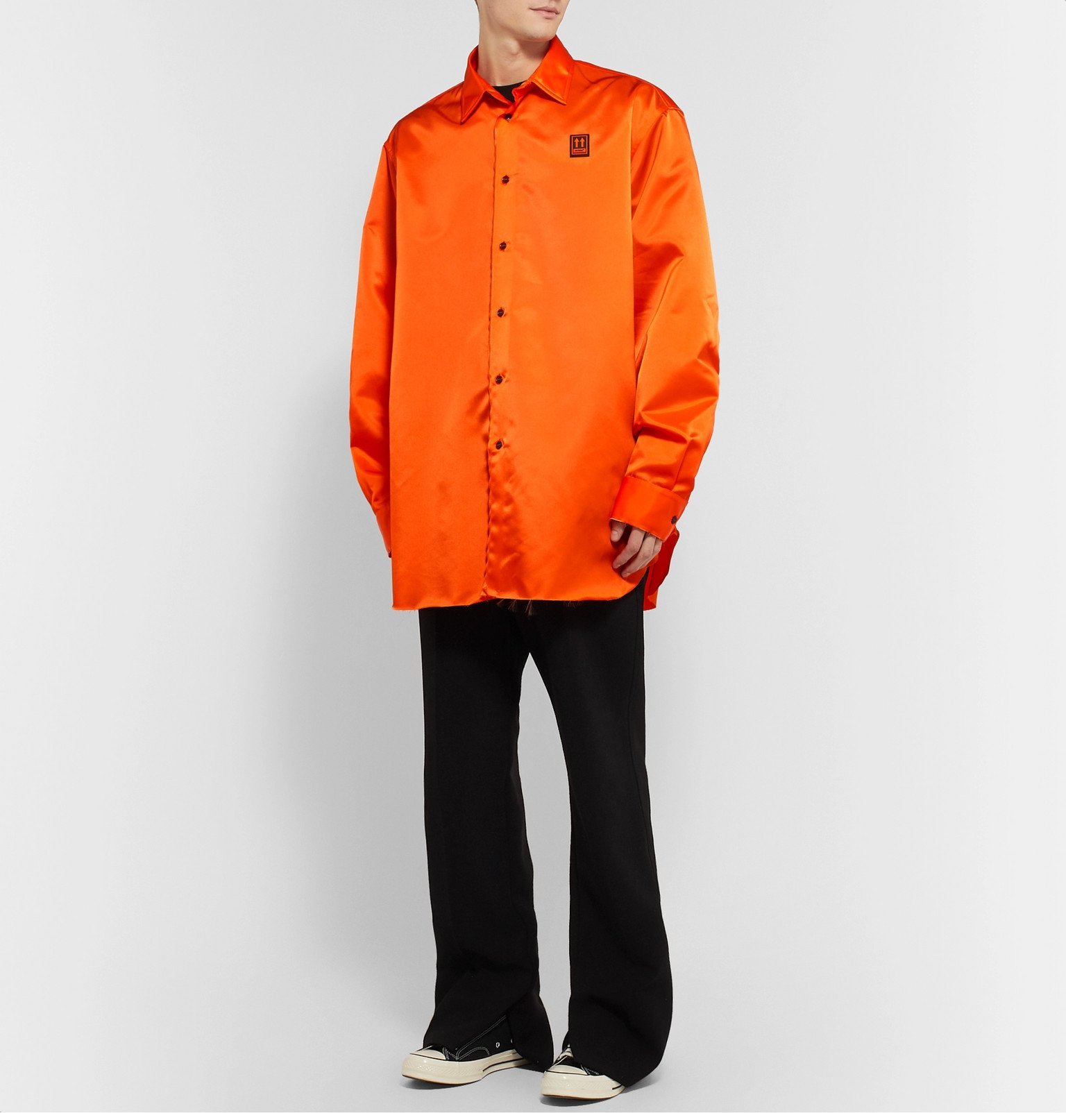 OffWhite Oversized LogoAppliquéd Nylon Shirt Orange OffWhite